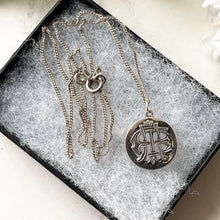 Load image into Gallery viewer, Antique Victorian Silver AEI Pendant Necklace. Aesthetic Engraved Eternal Love Pendant. Sterling Silver Minimalist Infinity Pendant &amp; Chain
