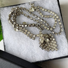 Cargar imagen en el visor de la galería, Vintage 1950s Diamante Princess Necklace. Swarovski Crystal Choker Necklace With Pear Drop Pendant. Albert Weiss American Costume Jewellery
