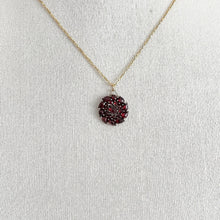 画像をギャラリービューアに読み込む, Antique Victorian Bohemian Garnet Pendant Necklace. Gold, Silver Rose Cut Garnet Pendant and Chain. Minimalist Pendant Charm Necklace
