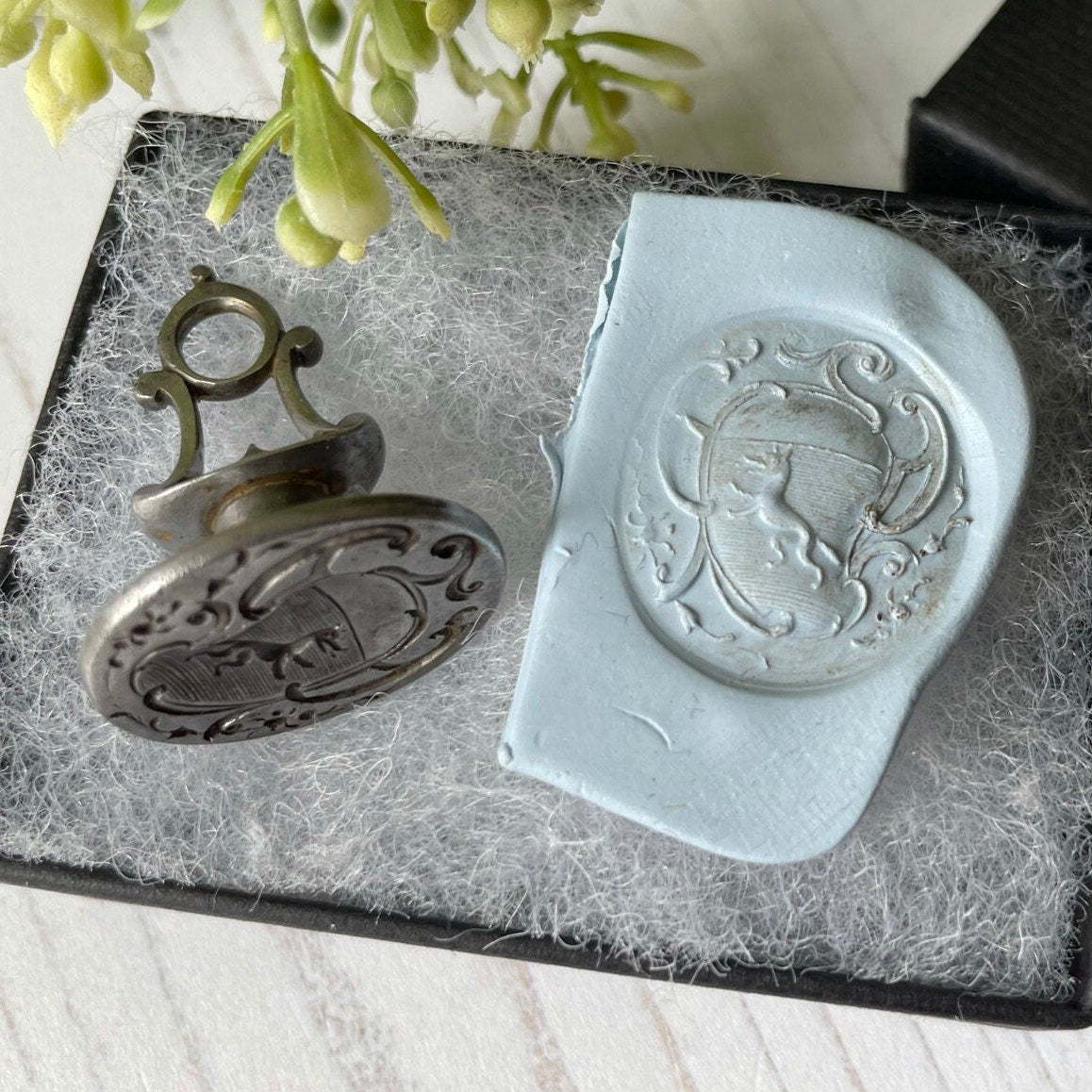 Georgian Steel Seal Fob With Fox Intaglio. Antique Armorial Coat Of Arms Carved Seal Fob Pendant. Georgian Heraldic Family Crest Wax Seal