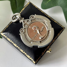 Lade das Bild in den Galerie-Viewer, Antique Sterling Silver &amp; 9ct Gold Pendant Fob. 1920s English Football Award Medallion. Art Deco Pocket Watch Fob, Layering Necklace Pendant
