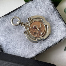Cargar imagen en el visor de la galería, Antique Sterling Silver &amp; 9ct Gold Pendant Fob. 1920s English Football Award Medallion. Art Deco Pocket Watch Fob, Layering Necklace Pendant
