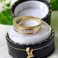 画像をギャラリービューアに読み込む, Vintage 9ct Gold Pave Set Diamond Ring. 1980s Half Band Eternity Ring. 18 Diamond Commitment/Wedding/Anniversary Ring, UK Size K, US 5.25
