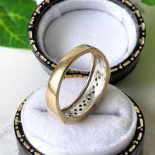 Lade das Bild in den Galerie-Viewer, Vintage 9ct Gold Pave Set Diamond Ring. 1980s Half Band Eternity Ring. 18 Diamond Commitment/Wedding/Anniversary Ring, UK Size K, US 5.25
