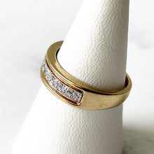 Cargar imagen en el visor de la galería, Vintage 9ct Gold Pave Set Diamond Ring. 1980s Half Band Eternity Ring. 18 Diamond Commitment/Wedding/Anniversary Ring, UK Size K, US 5.25
