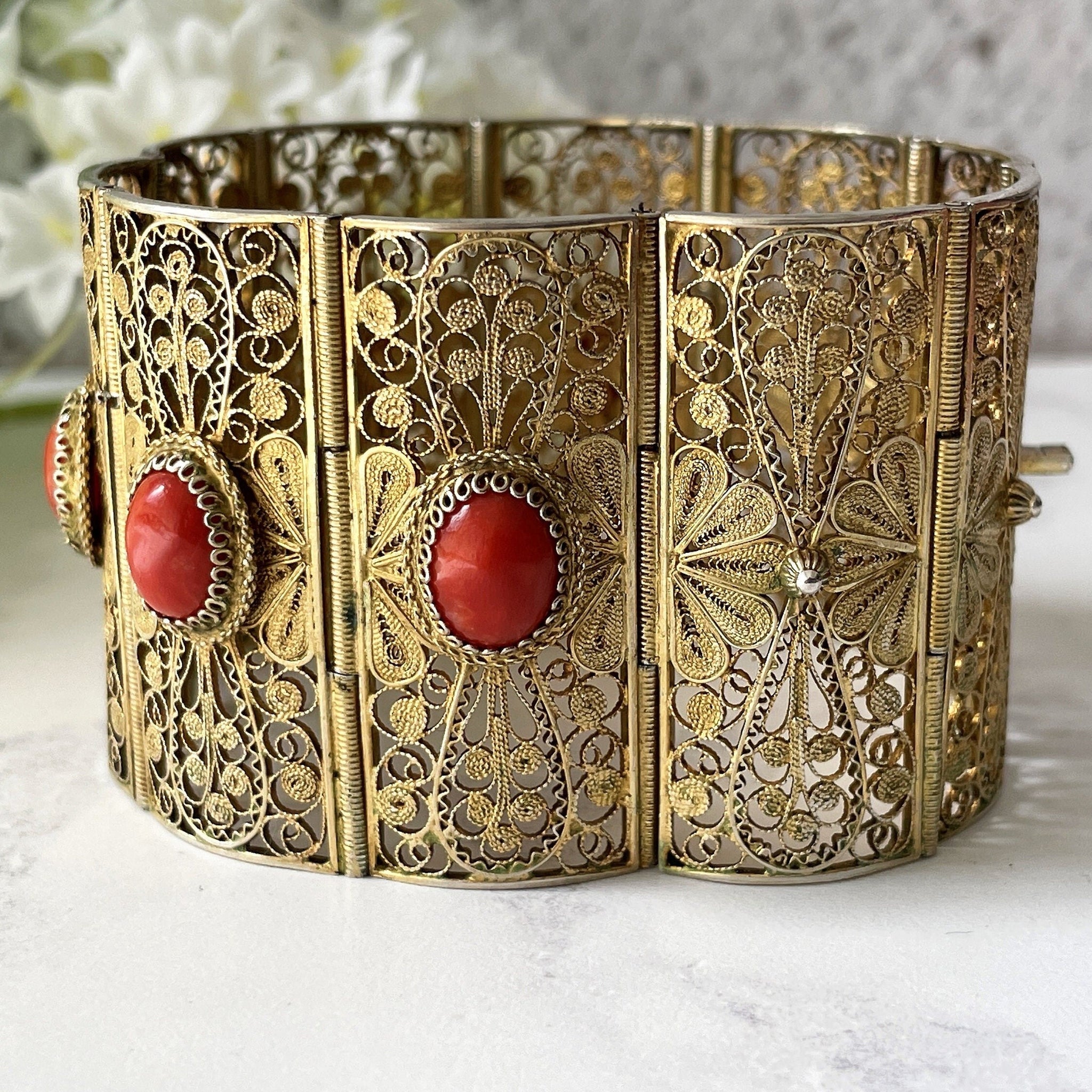 Antique Victorian Red Coral 3 Row Beaded Bangle Bracelet | eBay