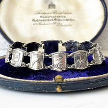 Load image into Gallery viewer, Vintage 12 Tribes of Israel Judaica Bracelet. Rare Sterling Silver Hebrew Picture Panel Bracelet. Antique Jewish Silver Jewellery Gifts
