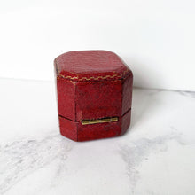 Cargar imagen en el visor de la galería, Antique Victorian Red Leather Double Ring Box. Wedding Ring Bearer Box/Bridal Set Box. English Antique Engagement/Wedding 2 Slot Ring Box
