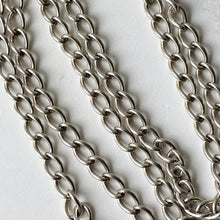 Load image into Gallery viewer, Vintage Sterling Silver Albert Chain Necklace, T-Bar &amp; Dog-Clip. 22&quot; Curb Chain Necklace, English Hallmarks.  Antique Style Necklace Chain
