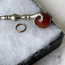 Cargar imagen en el visor de la galería, Victorian Scottish Carnelian Glove Button Hook. Antique Eagle/Grouse Claw Red Agate Button Hook Novelty Pendant. Victorian Steel Button Hook
