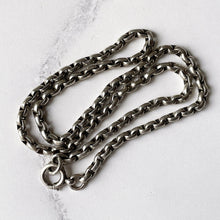 Load image into Gallery viewer, Antique Victorian Sterling Silver Necklace Chain. 45cm/17.5 Double Linked Belcher/Rolo Necklace Chain. Chunky Victorian Cable Chain Necklace
