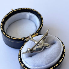 Charger l&#39;image dans la galerie, Antique Paste Diamond &amp; Ruby Miniature Swallow Brooch, Chester 1902 . Edwardian Sterling Silver Lapel/Tie/Cravat Pin. Sweetheart&#39;s Love Bird
