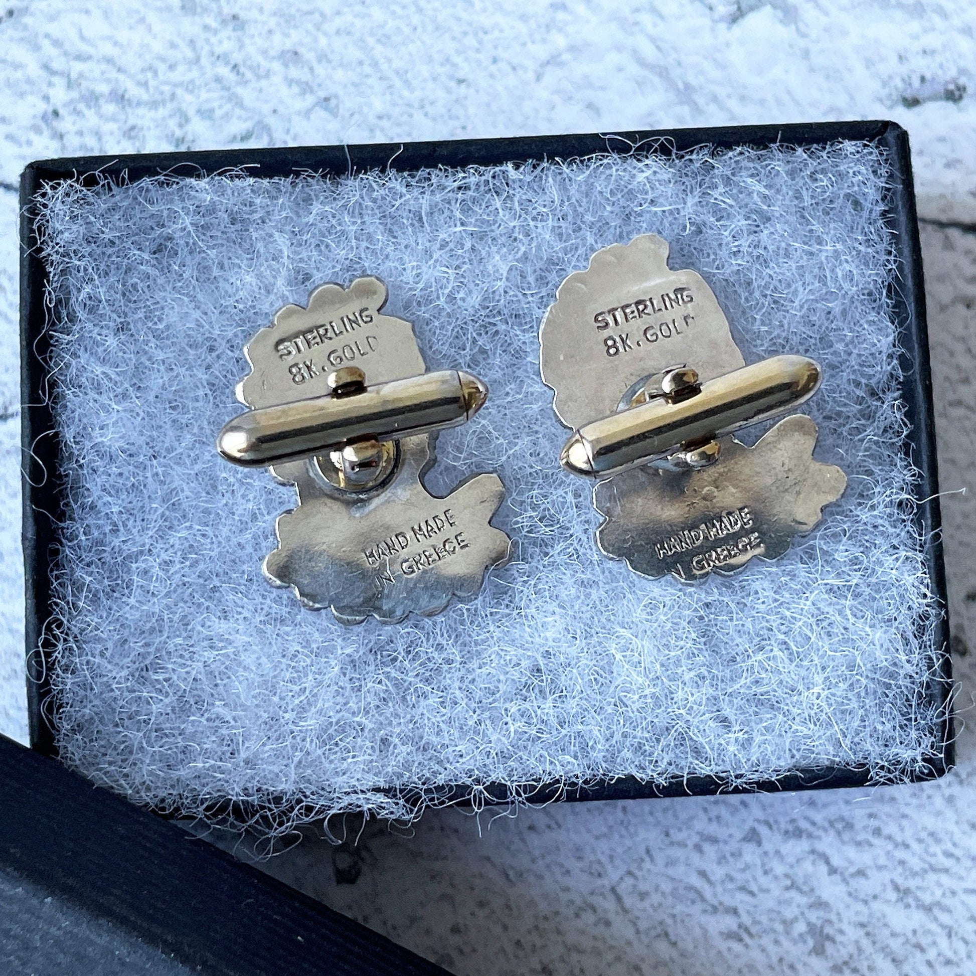 Ancient Greek God Adonis Gold & Silver Cufflinks. 8ct Gold, Sterling Silver Cufflinks, Hand-Made In Greece. Mens Vintage Jewelry Gift