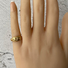 Load image into Gallery viewer, Antique Georgian 18ct Gold Mine Cut Diamond Ring. 3-Stone Diamond Bright Cut Daisy Band Ring. 18K Gold Small Antique Midi Pinky Ring
