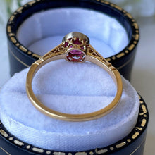 Lade das Bild in den Galerie-Viewer, Antique Victorian 18ct Gold Pink Ruby Paste Ring. Antique 1.0ct Solitaire Ring. Platinum Bezel Set Antique Paste Gold Ring, Size M or 6.25
