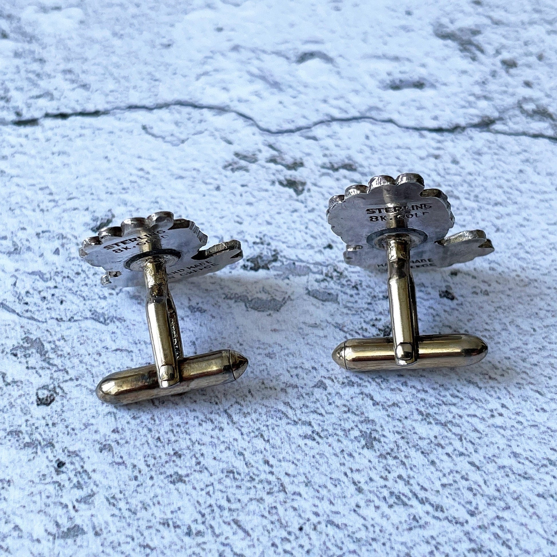 Ancient Greek God Adonis Gold & Silver Cufflinks. 8ct Gold, Sterling Silver Cufflinks, Hand-Made In Greece. Mens Vintage Jewelry Gift