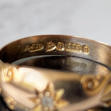 Cargar imagen en el visor de la galería, Antique 9ct Gold Old Mine Cut Diamond Ring, Chester 1903. Edwardian Star Set Solitaire Diamond Band Dome Ring. Yellow Gold Gypsy Ring
