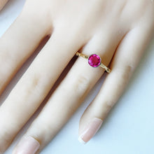 画像をギャラリービューアに読み込む, Antique Victorian 18ct Gold Pink Ruby Paste Ring. Antique 1.0ct Solitaire Ring. Platinum Bezel Set Antique Paste Gold Ring, Size M or 6.25
