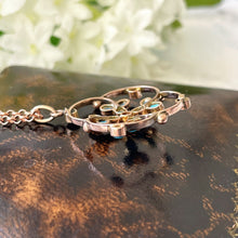 画像をギャラリービューアに読み込む, Victorian 9ct Gold, Turquoise and Pearl Gem Set Pendant. Antique Art Nouveau Rose Gold Quatrefoil Flower Pendant &amp; Chain. .
