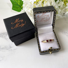 画像をギャラリービューアに読み込む, Vintage 18ct Gold Diamond &amp; Square Cut Ruby Ring. Art Deco Style Princess Cut Gemstone Stacking/Wedding Band. July Birthstone Ring Sz M/6.25
