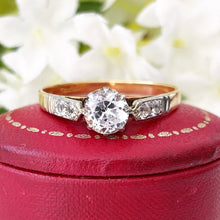 画像をギャラリービューアに読み込む, Art Deco 18ct Gold Spinel Ring. 1930s White Spinel Engagement Ring. Antique 3/4ct Clear Gemstone Solitaire Ring, Size O UK, 7-1/4 US
