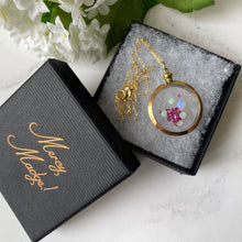 Load image into Gallery viewer, Antique 9ct Gold Glass Shaker Locket Pendant Filled with Opals &amp; Rubies. Victorian Rolled Gold/Gold Filled Picture Pendant On Chain.
