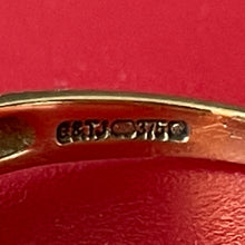 Cargar imagen en el visor de la galería, Vintage 9ct Gold 3-Stone Opal Ring. Edwardian Revival Trilogy Ring. Antique Style Past Present &amp; Future Ring Size M.5/6.5
