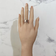 画像をギャラリービューアに読み込む, Antique English 9ct Rose Gold Buckle Ring, 1916. Edwardian Love Token/Sweetheart Ring. Floral Engraved Wide Band Ring Size UK N-1/2, US 7
