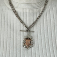 Load image into Gallery viewer, Superb Edwardian Silver &amp; Gold Fancy Watch Chain and Fob, William H. Hassler 1918. Antique Double Albertina Chain Pendant Necklace/Bracelet
