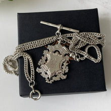 Load image into Gallery viewer, Superb Edwardian Silver &amp; Gold Fancy Watch Chain and Fob, William H. Hassler 1918. Antique Double Albertina Chain Pendant Necklace/Bracelet
