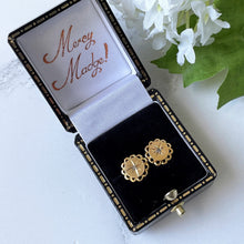 Lade das Bild in den Galerie-Viewer, Antique Victorian 9ct Gold &amp; Diamond Earrings. Star Set Mine Cut Diamond Earrings. Yellow Gold Victorian Stud Earrings For Pierced Ears
