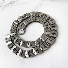 Cargar imagen en el visor de la galería, Victorian Sterling Silver Book Chain Necklace. Antique Engraved Silver Collar Necklace With Detachable Bolt Ring. Silver Locket Bookchain
