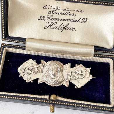 Antique Queen Victoria Sterling Silver Bar Brooch, Hallmarked 1896. Victorian English Silver Lapel Pin. Alternative Stock, Cravat, Tie Pin