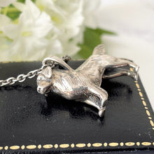 Load image into Gallery viewer, Vintage Sterling Silver Figural Dog Pendant Necklace. Spaniel/Retriever/Pointer/Gun Dog Pendant &amp; Chain. Kabana 925 Silver Animal Pendant
