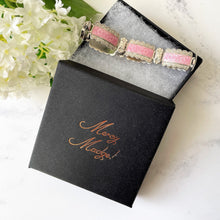 Load image into Gallery viewer, Art Deco Pink Guilloche Enamel Sterling Silver Bracelet. Vintage English Enamel Floral Rose Panel Bracelet. Harmony Made In England Bracelet
