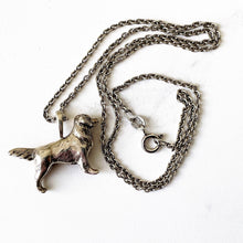 Load image into Gallery viewer, Vintage Sterling Silver Figural Dog Pendant Necklace. Spaniel/Retriever/Pointer/Gun Dog Pendant &amp; Chain. Kabana 925 Silver Animal Pendant
