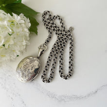 画像をギャラリービューアに読み込む, Victorian Sterling Silver Double Belcher Link Chain Necklace. Antique Silver Book Chain &amp; Detachable Bolt Ring Necklace For Lockets/Pendants
