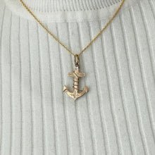 Load image into Gallery viewer, Victorian 9ct Gold Fouled Anchor Pendant. Antique Aesthetic Engraved Necklace Pendant, Hallmarked 1887. Victorian Gold &quot;Hope&quot; Pendant
