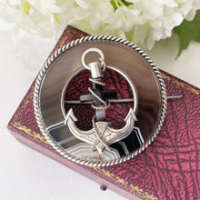 Lade das Bild in den Galerie-Viewer, Victorian Scottish Silver Banded Agate Cross &amp; Anchor Brooch. Antique Faith and Hope Plaid/Tartan Brooch. Victorian Scottish Pebble Jewelry
