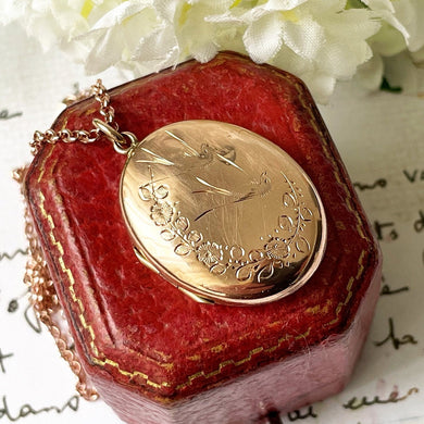 Victorian Aesthetic Engraved 9ct Rose Gold Locket