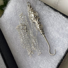 Cargar imagen en el visor de la galería, Antique Miniature Silver Button Hook Pendant, Optional Chain. Edwardian/Victorian Art Nouveau Sterling Silver Chatelaine Pendant, Dated 1902
