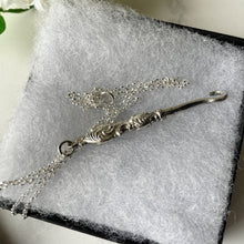 Load image into Gallery viewer, Antique Miniature Silver Button Hook Pendant, Optional Chain. Edwardian/Victorian Art Nouveau Sterling Silver Chatelaine Pendant, Dated 1902
