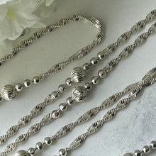 Load image into Gallery viewer, Vintage Sterling Silver Fancy Link Long Chain With Swivel Clip. Silver Guard Chain. Bead Chain Sautoir Necklace. 48&quot; Long Layering Chain.

