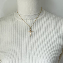 Lade das Bild in den Galerie-Viewer, Antique 9ct Rolled Gold Faceted Cross Pendant. Victorian/Edwardian Diamond Cut Yellow Gold Cross &amp; Anchor Chain
