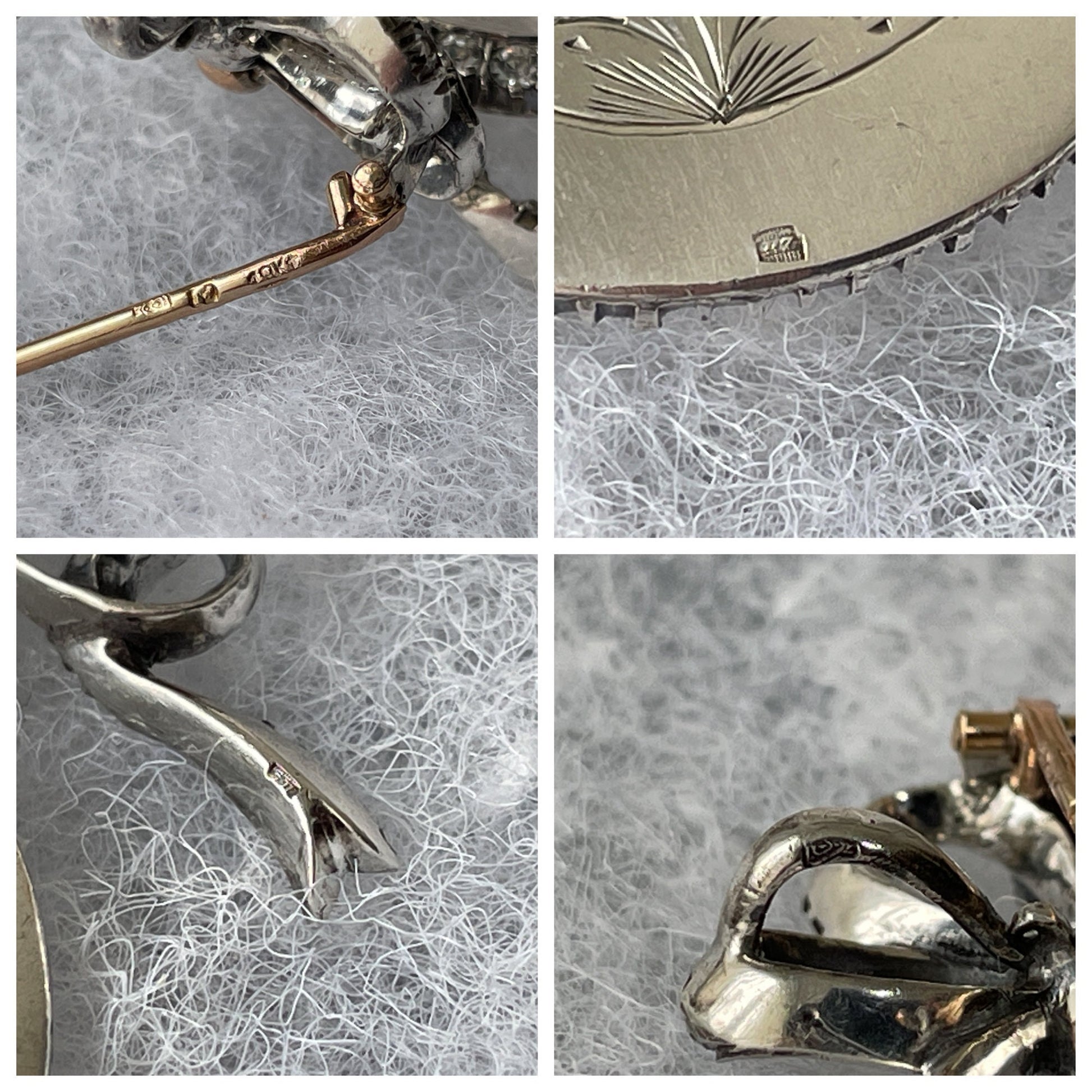 Antique Silver & 9ct Gold French Paste Sévigné Bow Locket. Superb Edwardian Hand-Cut Paste Diamond Pendant Necklace With Sevigne Brooch Top