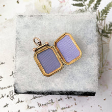 Load image into Gallery viewer, Victorian 9ct Gold Rectangular Locket. Antique 2-Sided Aesthetic Engraved Forget-Me-Not &amp; Ivy Photo Locket. Victorian Yellow Gold Locket
