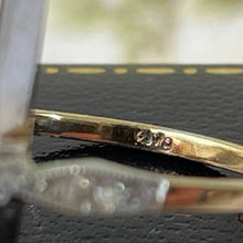 Cargar imagen en el visor de la galería, Antique Art Deco 9ct Gold White Zircon &amp; Onyx Ring. 1920s Rectangular Black Gemstone Cocktail Ring. UK Size M-1/2, US Size 6-1/2
