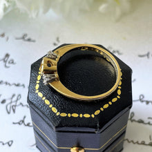 Cargar imagen en el visor de la galería, Vintage 18ct Gold Yellow Heart Cut Sapphire &amp; Diamond Ring. 3-Stone 1.5ct Golden Sapphire Engagement Ring. Trilogy Ring, Size UK/O, US/7-1/4
