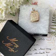Load image into Gallery viewer, Victorian 9ct Gold Rectangular Locket. Antique 2-Sided Aesthetic Engraved Forget-Me-Not &amp; Ivy Photo Locket. Victorian Yellow Gold Locket
