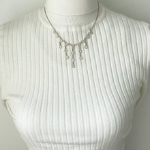 Load image into Gallery viewer, Vintage Silver Moonstone Necklace. Antique Edwardian Style 4.50ct Moonstone Fringe Necklace. Sterling Silver Moonstone Drop Festoon Necklace
